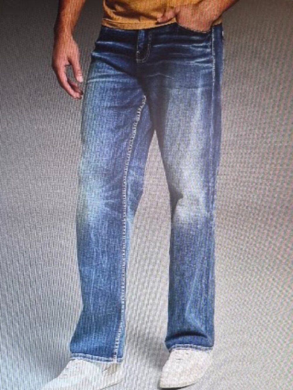 Buckle BKE denim Seth Men's straight leg stretch blue jeans, Size 36L